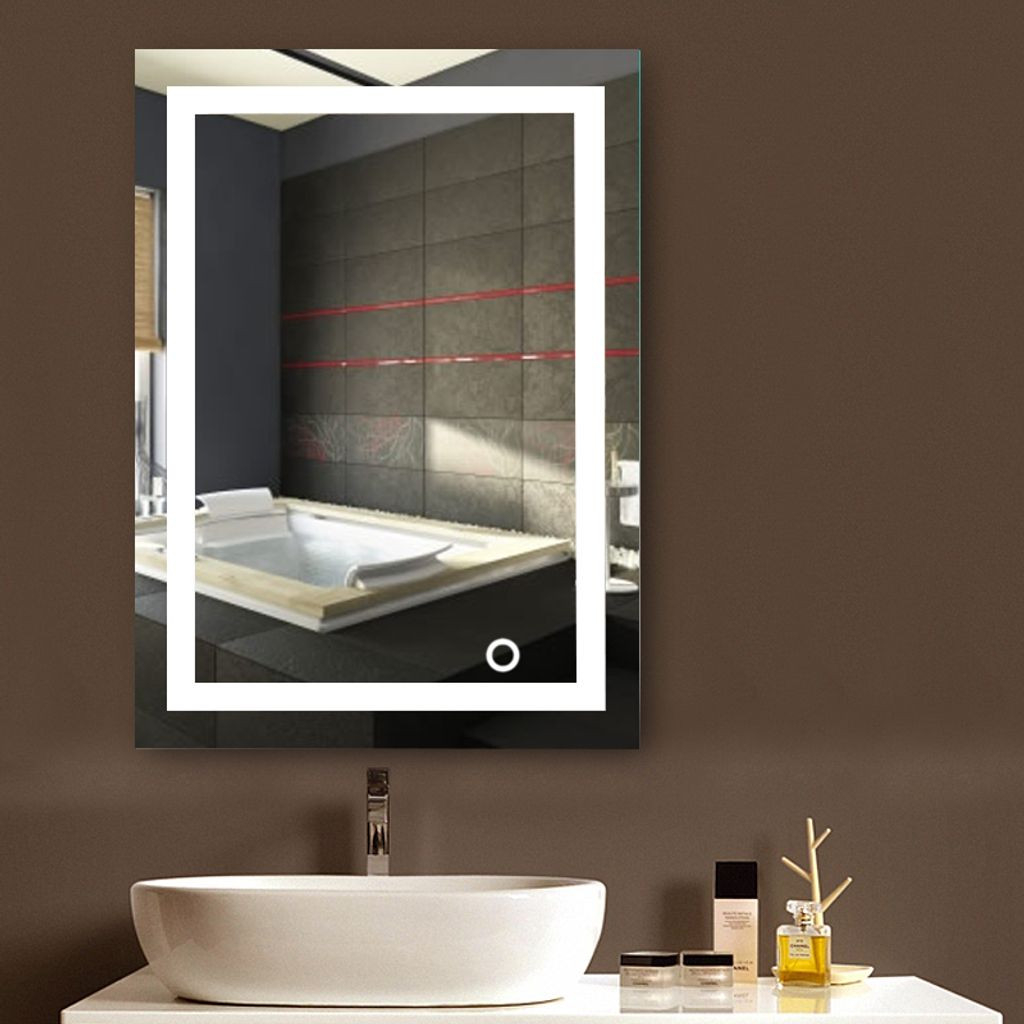 Badspiegel Led Beleuchtung Wandspiegel Badezimmerspiegel Mit Touchschalter  ( 60 X 80 Cm, Kaltweißen) inside Badezimmer Spiegel Led Beleuchtung