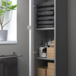 Enhet Hochschrank Mit 4 Böden+Türen – Grau/Hochglanz Weiß 30X32X180 Cm Intended For Ikea Badezimmer Schrank Grau