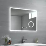 Led Badspiegel 80X60 Cm Mit Uhr Touch Beschlagfrei Kosmetikspiegel  Wandspiegel In Badezimmerspiegel Led Uhr